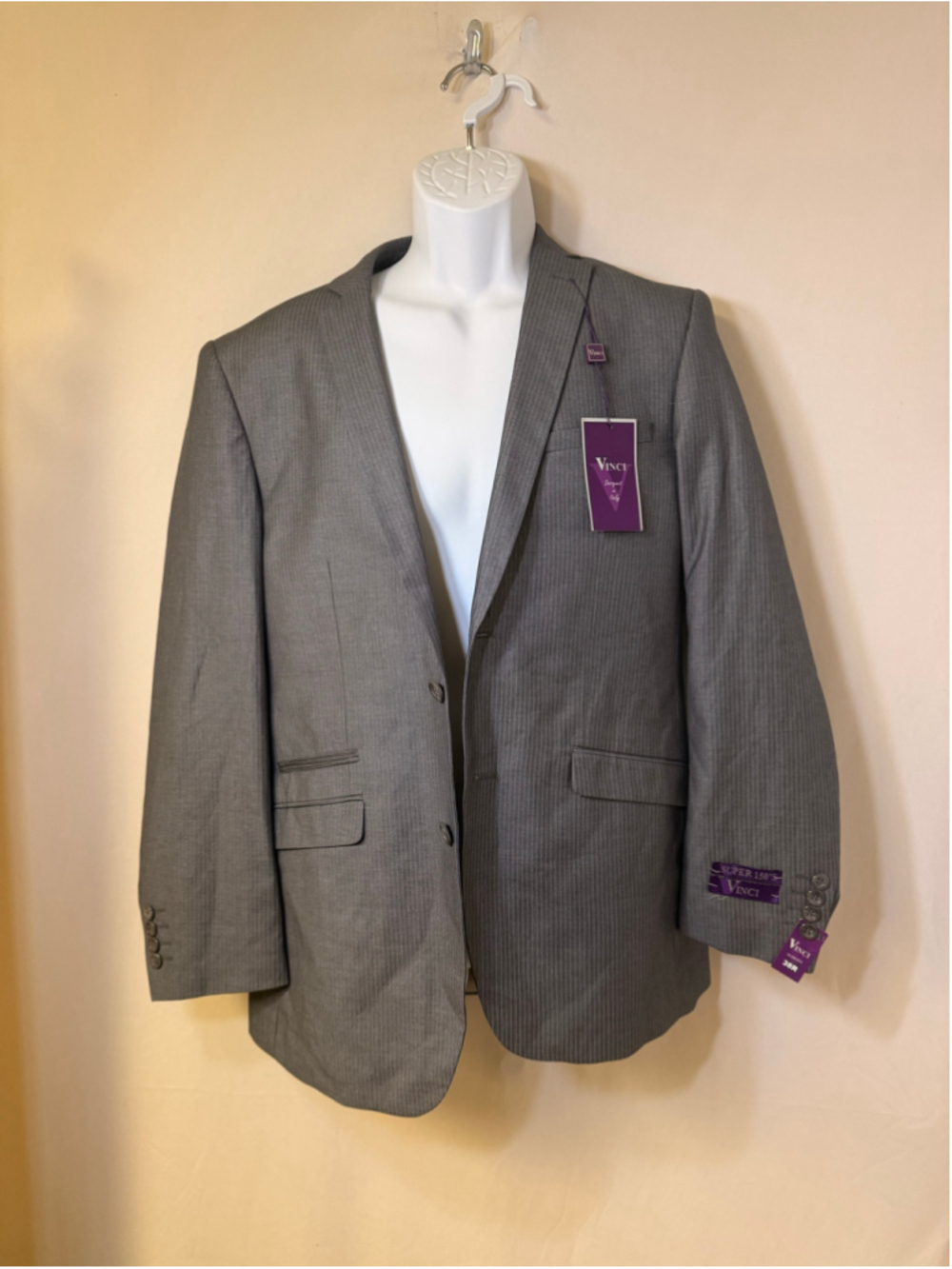 Men’s Vinci Slim Fit Sport Coat Blazer 38R Gray